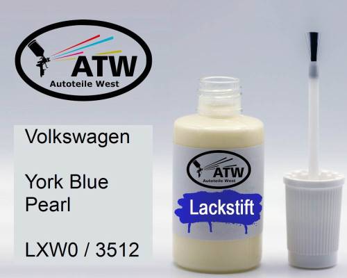 Volkswagen, York Blue Pearl, LXW0 / 3512: 20ml Lackstift, von ATW Autoteile West.